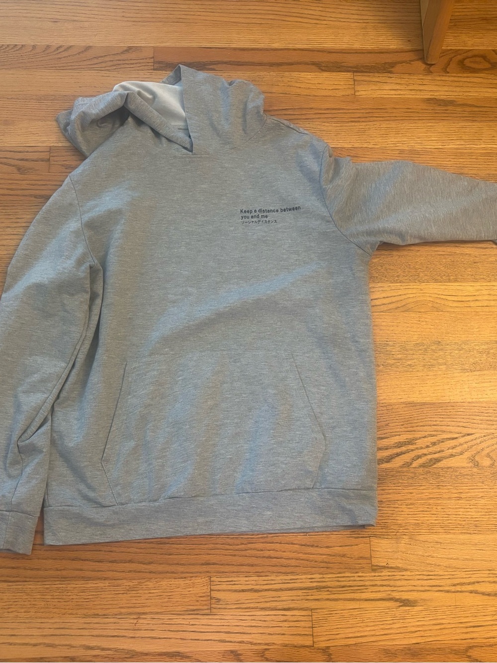 Shein Retro Style “Keep A Distance” Pullover Grey Hoodie Adult Unisex Size L
